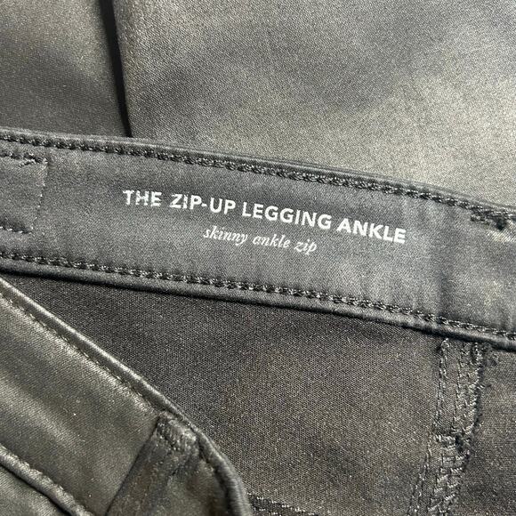 AG Adriano Goldschmied  The Zip-Up Ankle Coated Leggings Black Jeans 27 NWOT - Picture 7 of 9